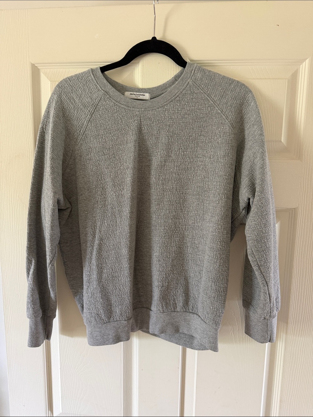 Perfectwhitetee Light Grey Crewneck Waffle Knit Sweatshirt